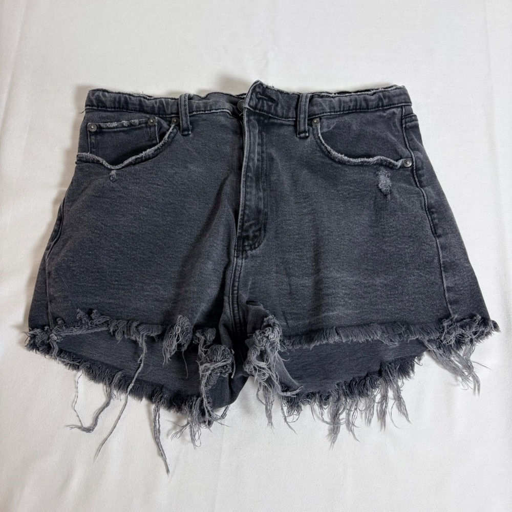 Abercrombie & Fitch Mom Shorts 31 " waist 12 Black Curve Love High Rise Frayed